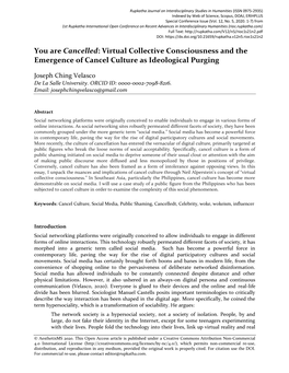 You Are Cancelled: Virtual Collective Consciousness and the Emergence of Cancel Culture As Ideological Purging