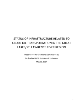 Status of Infrastructure Related to Crude Oil Transportation in the Great Lakes/St. Lawrence River Region