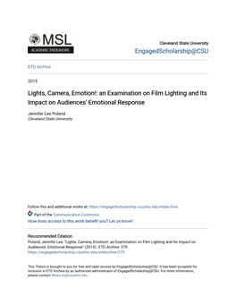 An Examination on Film Lighting and Its Impact on Audiences' Emotional Response