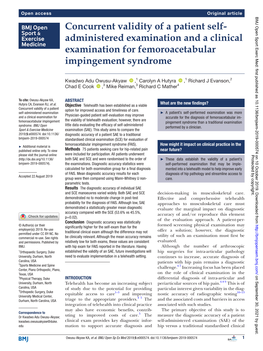 Concurrent Validity of a Patient Self-Administered Examination And