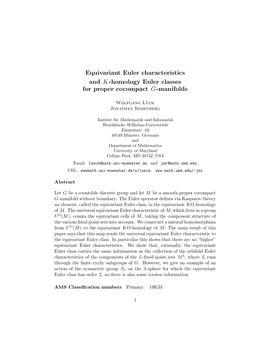 Equivariant Euler Characteristics and K-Homology Euler Classes for Proper Cocompact G-Manifolds