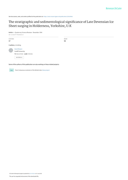 The Stratigraphic and Sedimentological Significance of Late Devensian Ice Sheet Surging in Holderness, Yorkshire, U.K