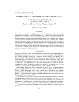 Diurnal Stomatal and Acidity Rhythms in Orchid Leaves