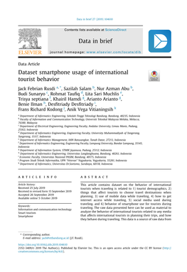 Dataset Smartphone Usage of International Tourist Behavior