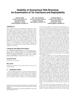 Usability of Anonymous Web Browsing: an Examination of Tor Interfaces and Deployability