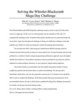 Solving the Whistler-Blackcomb Mega Day Challenge