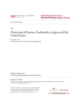 Protection of Famous Trademarks in Japan and the United States Kenneth L