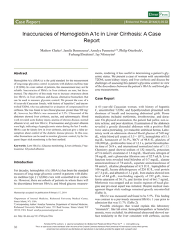 Inaccuracies of Hemoglobin A1c in Liver Cirrhosis: a Case Report