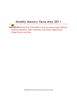 Monthly Memory Verse May 2011