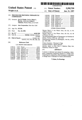 III III III US005595759A United States Patent (19) 11 Patent Number: 5,595,759 Wright Et Al