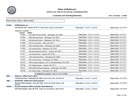 State of Delaware OFFICE of the STATE BANK COMMISSIONER