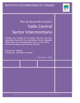 Plan De Desarrollo Turístico Valle Central Sector Intermontano