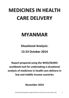 Medicines in Health Care Delivery Myanmar