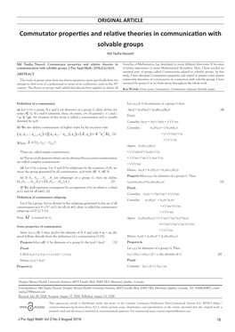 Commutator Properties and Relative Theories in Communication with Solvable Groups