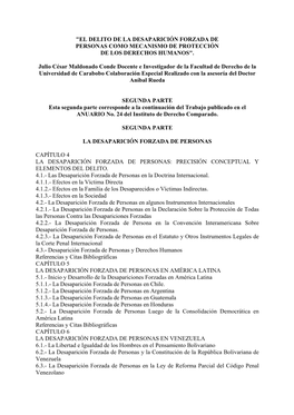 El Delito De La Desaparición Forzada De Personas Como Mecanismo De Protección De Los Derechos Humanos