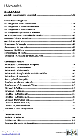 Inhaltsverzeichnis Gemeinde Aubstadt Aubstadt-Johanneskirche