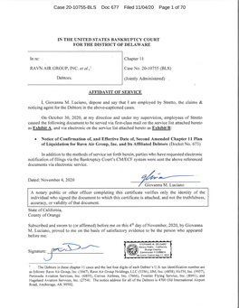 Case 20-10755-BLS Doc 677 Filed 11/04/20 Page 1 of 70 Case 20-10755-BLS Doc 677 Filed 11/04/20 Page 2 of 70