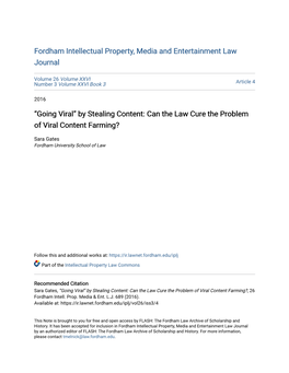 “Going Viral” by Stealing Content: Can the Law Cure the Problem of Viral Content Farming?