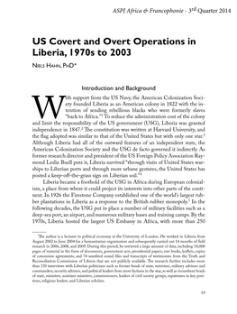 US Covert and Overt Operations in Liberia, 1970S to 2003
