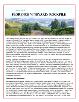 Florence Vineyard, Rockpile