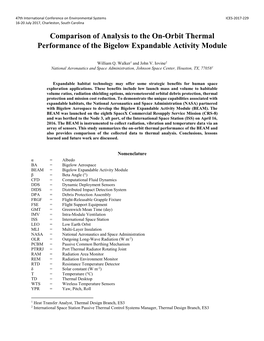 Comparison of Analysis to the On-Orbit Thermal Performance of the Bigelow Expandable Activity Module