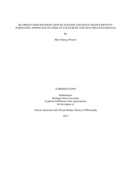 Blurred Consciousness: How Blackness and Space Shapes Identity Formation Among South African Coloureds and New Orleans Creoles