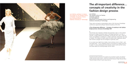 The All-Important Difference… Concepts of Creativity in the Fashion Design Process