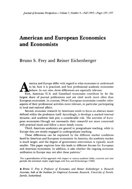 American and European Economics and Economists