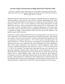 Current-Voltage Characteristics of Single Ingan/Gan Nanowire Leds