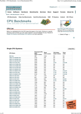 Passmark - CPU Benchmarks - List of Benchmarked Cpus