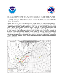 Re-Analysis of 1946 to 1950 Atlantic Hurricane Seasons Completed