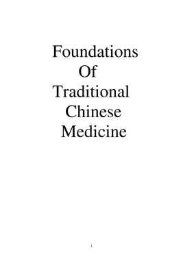 Foundations of Traditional Chinese Medicine