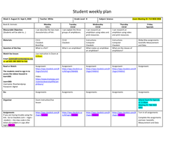 Student Weekly Plan