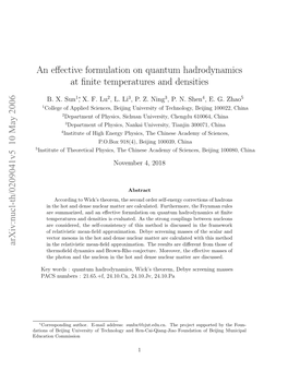 An Effective Formulation on Quantum Hadrodynamics at Finite