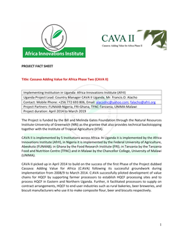 CAVA II Fact Sheet