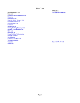 List of Lists Page 1