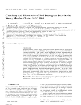 Chemistry and Kinematics of Red Supergiant Stars in the Young Massive Cluster NGC 2100