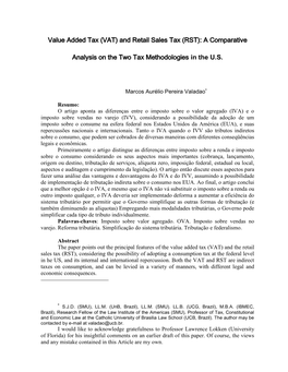 Comparative Analysis of the Value Added Tax (VAT) and Retail Sales