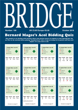 Bernard Magee's Acol Bidding Quiz