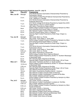 SEC Network Programming Schedule