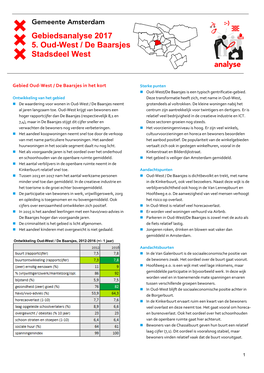 Gebiedsanalyse 2017 5. Oud-West / De Baarsjes Stadsdeel West