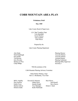 Cobb Mountain Area Plan