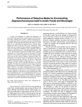 <I>Zygosaccharomyces Bailii</I> in Acidic Foods and Beverages