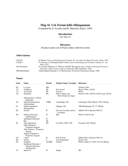 Map 16 Col. Forum Iulii-Albingaunum Compiled by S