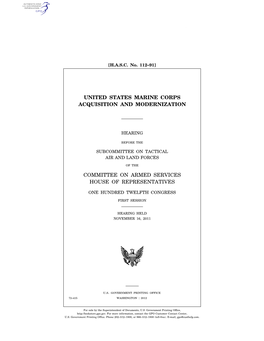 United States Marine Corps Acquisition and Modernization