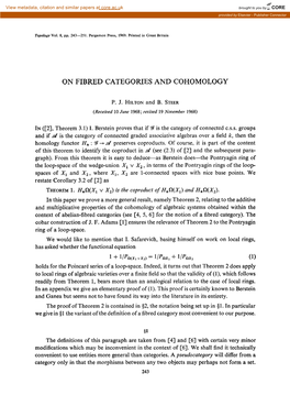 On Fibred Categories and Cohomology