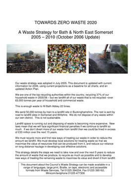 TOWARDS ZERO WASTE 2020 a Waste Strategy for Bath & North