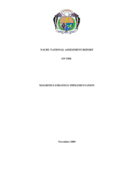 Nauru National Assessment Report on the Mauritius Strategy