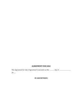 Agreement for Sale