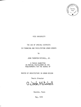 The Use of Special Districts in Financing and Facilitating Urban Growth